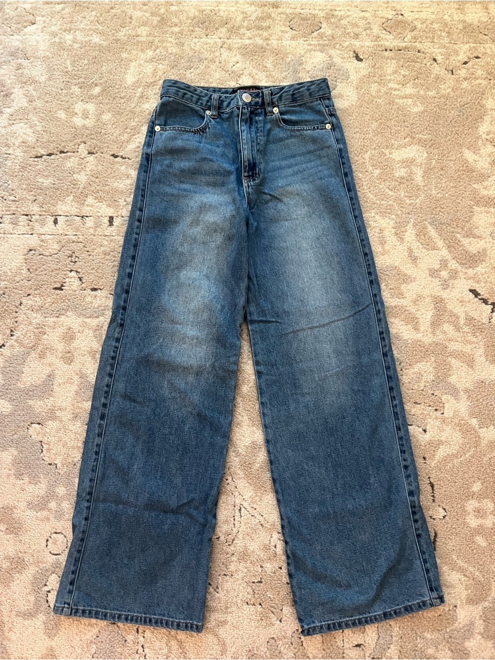 Girls Wide-Leg Jeans in Medium Blue Denim
